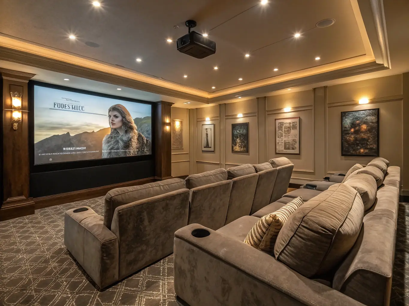 A cozy cinema hall with an engaged audience watching an independent film, showcasing the regular film screenings organized by Les Amis du Cinéma - Chamonix.
