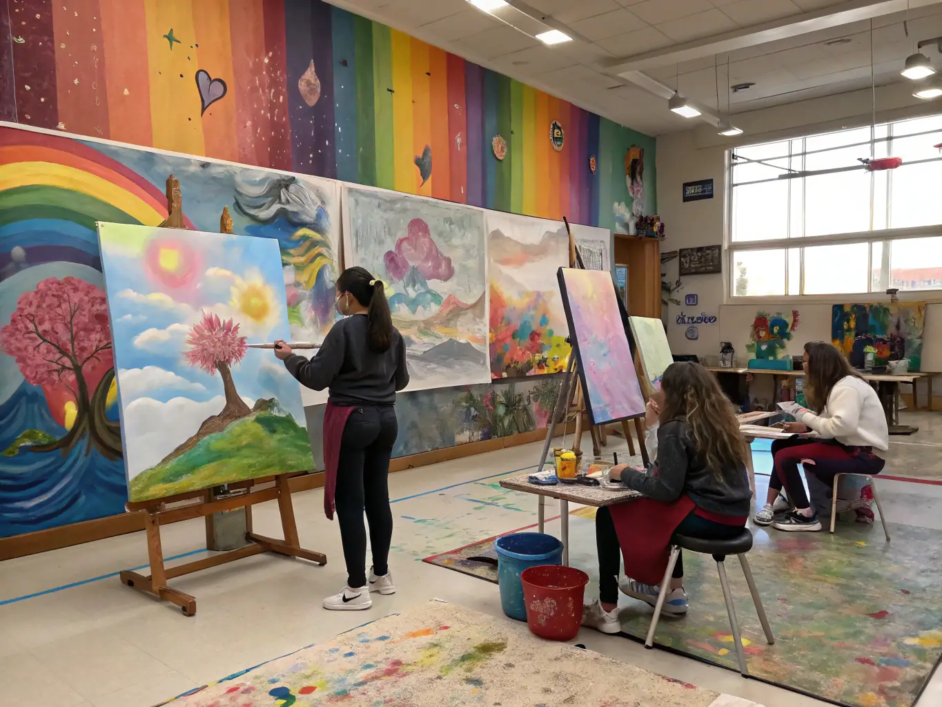 An image showing students engaged in a creative arts workshop, highlighting the opportunities for self-expression and skill development provided by ADPEP.