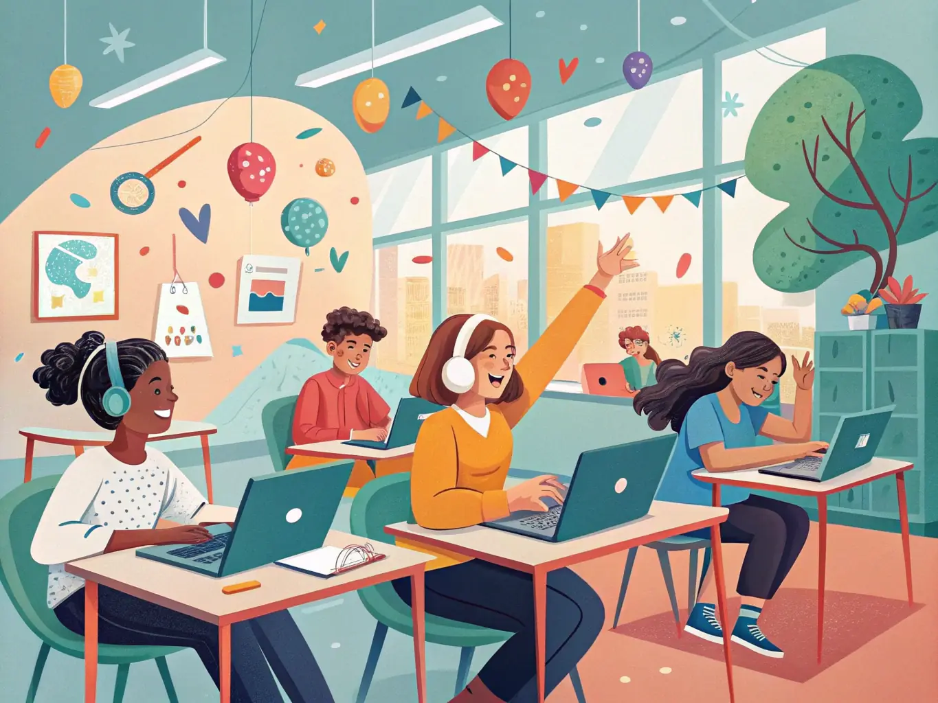A vibrant image depicting students participating in an after-school tutoring program, showcasing the support and guidance provided by ADPEP.